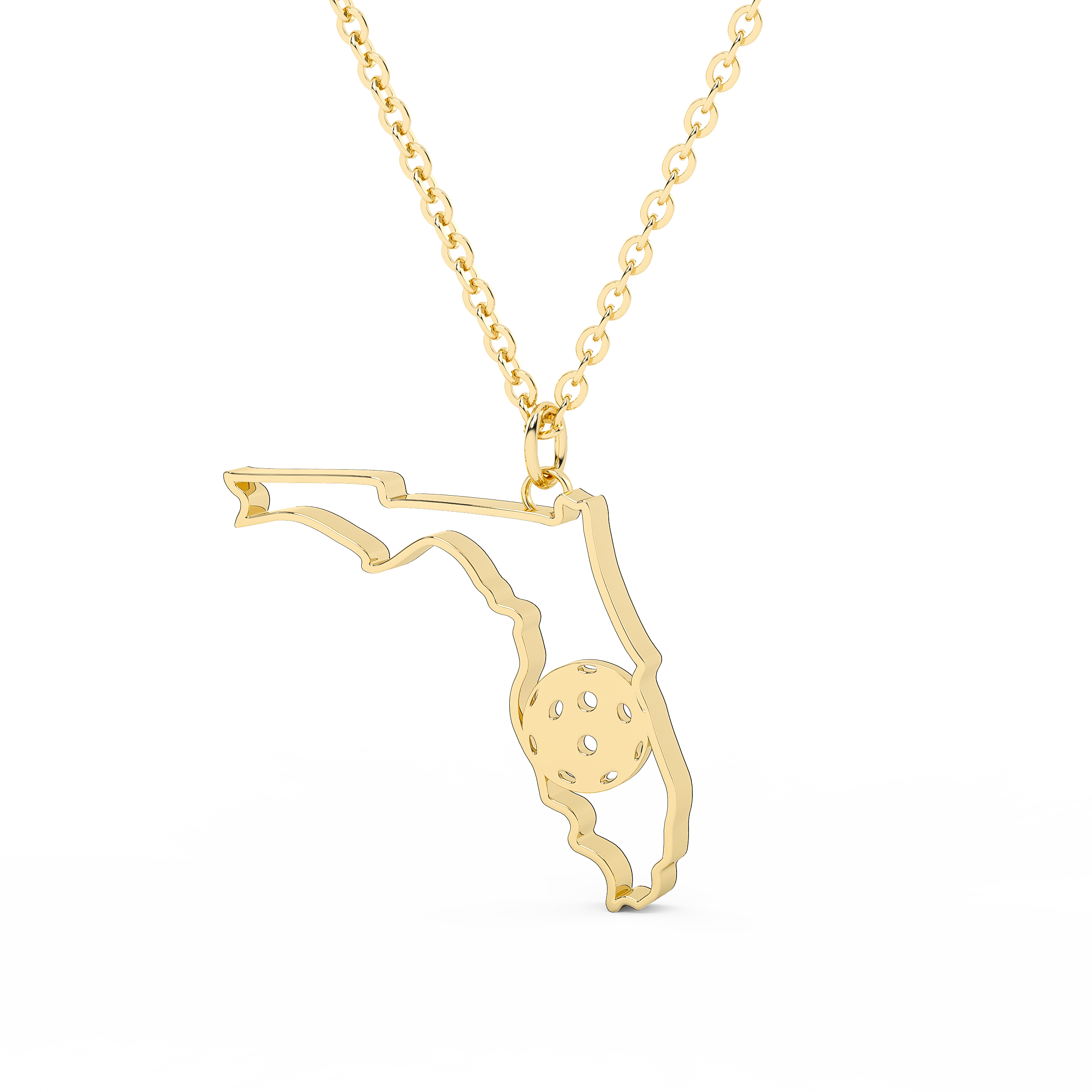 Florida Pickleball Necklace in Gold