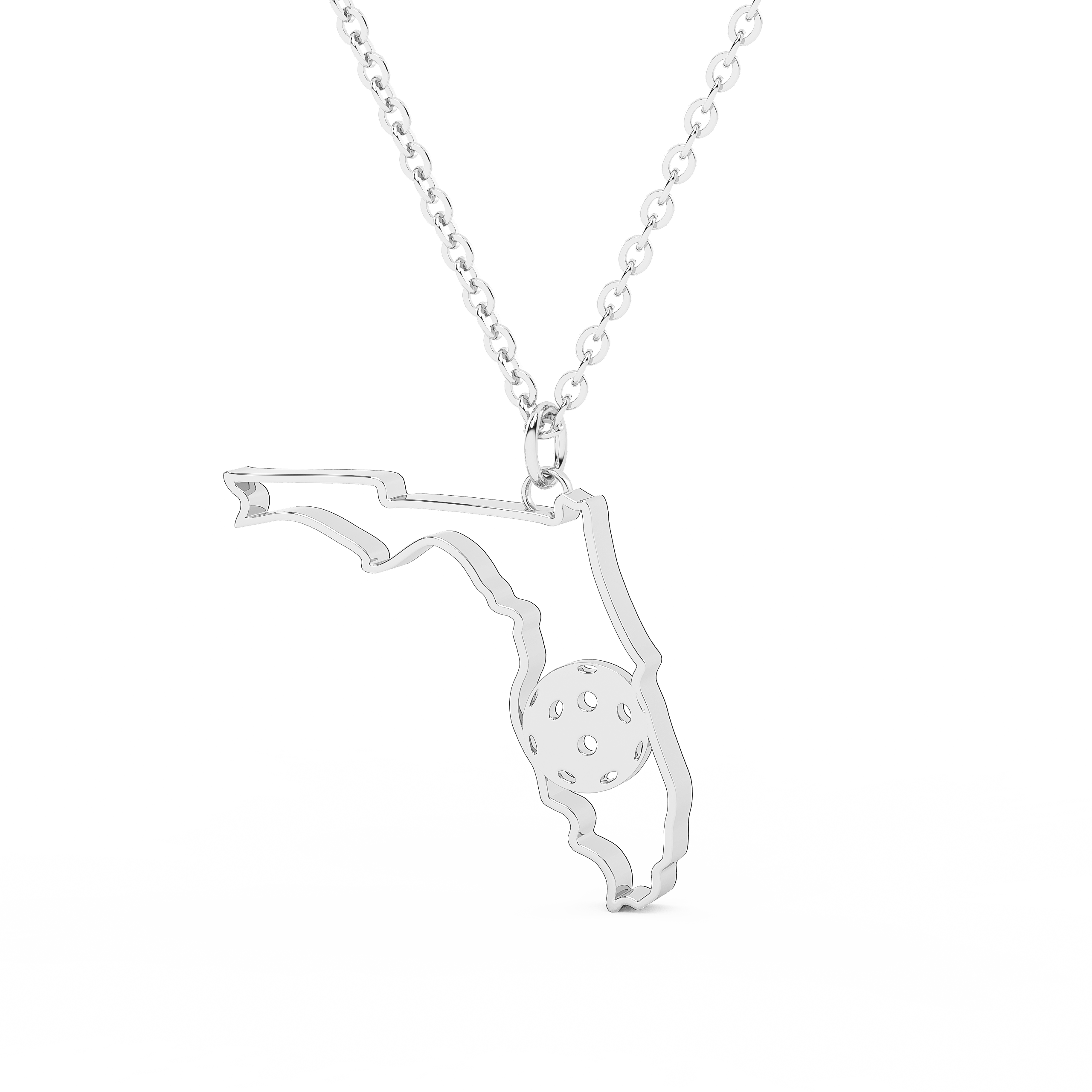 Florida Pickleball Necklace in Silver