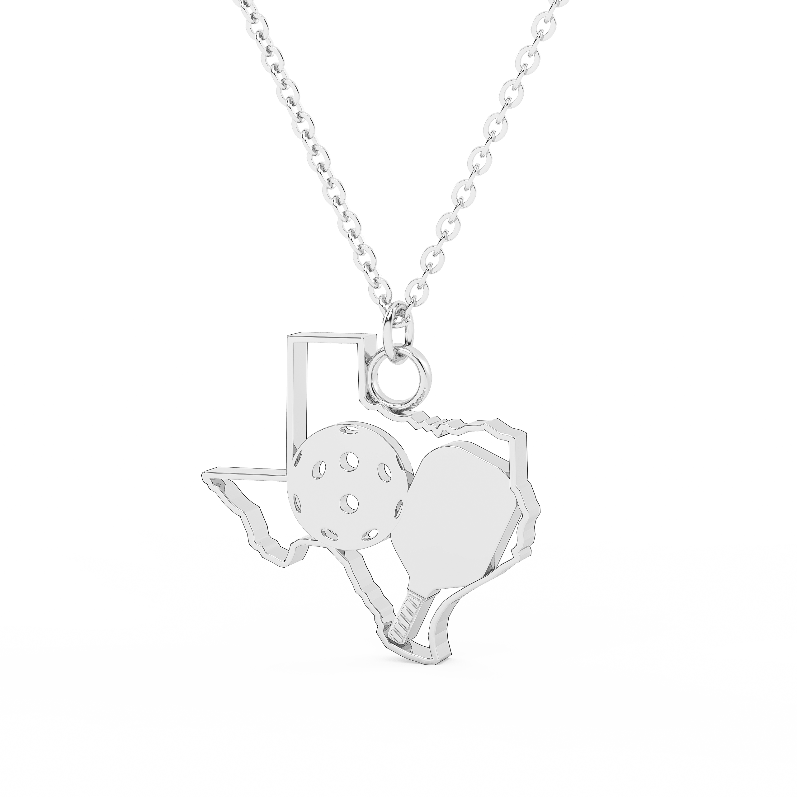 Texas Pickleball Necklace in Silver